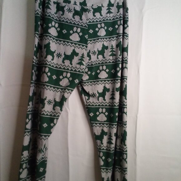 Lularoe Leggings Women Tall Curvy Plus Christmas Dogs Scottie Green White - Picture 13 of 13